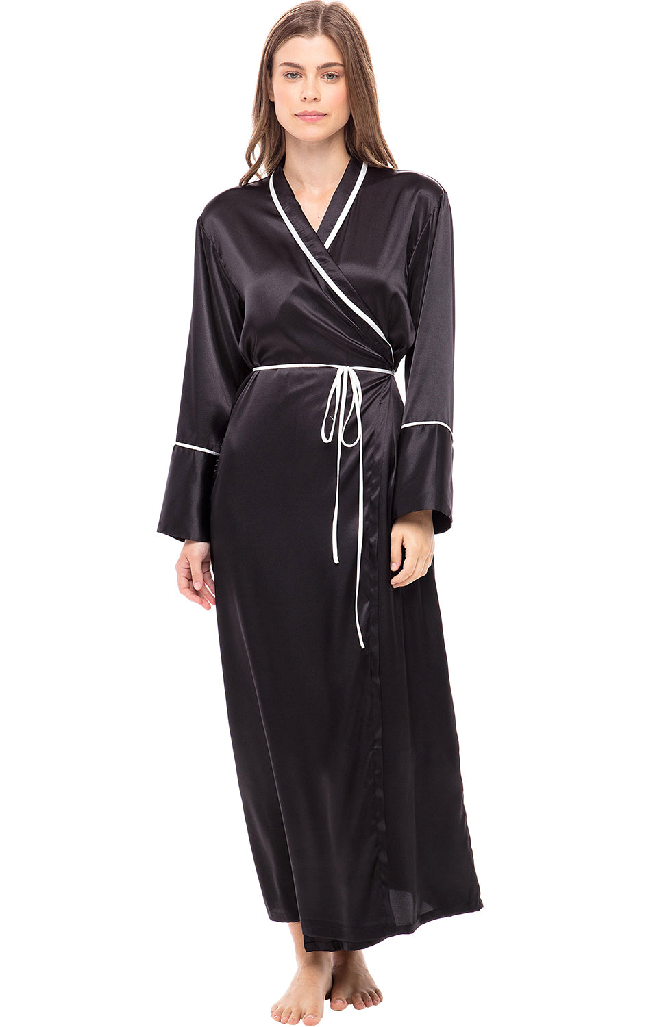 Luxurious Satin Silk Robe, black
